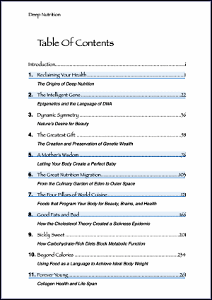 Deep Nutrition Table of Contents Deep Nutrition Table of Contents