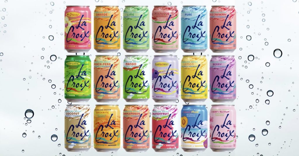 variety of la croix flavors against a bubbly background